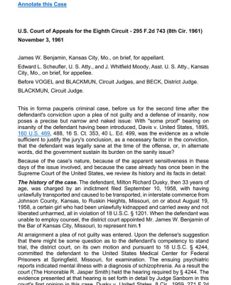 Milton R. Dusky, Appellant, V. United States Of America, Appellee, 295 F.2d 743 (8th Cir. 1961)