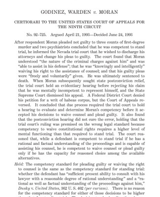 Tribunal Supremo Godínez V Moran 509 US 389 (1993)
